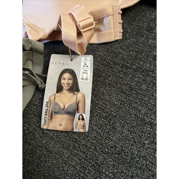 NWT Serra 2 Pack Soft Bra Size LG 12-14 Set of 2 Gray and Pink NEW IN BOX - Picture 7 of 11